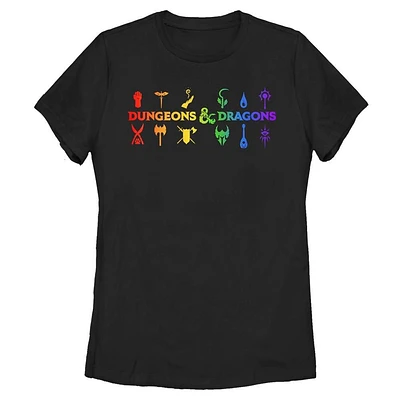 Dungeons and Dragons Rainbow Class Icons Womens T-Shirt