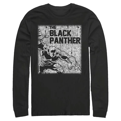 Marvel Black Panther Distressed Comic Long Sleeve Unisex T-Shirt