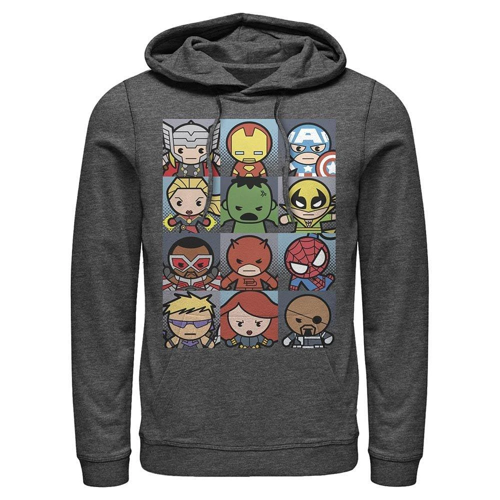 Marvel Avengers Chibi Character Boxes Long Sleeve Unisex Hooded Sweatshirt