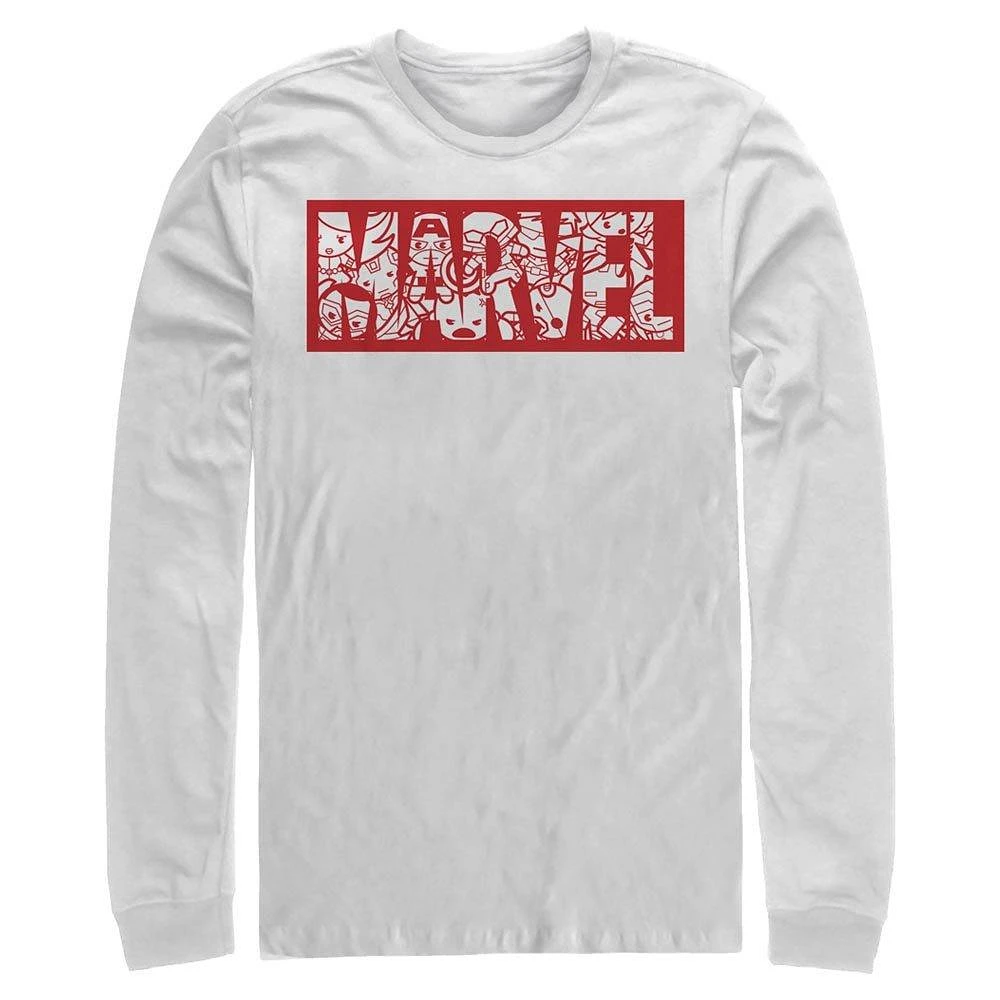Marvel Avengers Chibi Brick Logo Long Sleeve Unisex T-Shirt