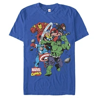 Marvel Comics Avengers Heroes in Action Mens T-Shirt