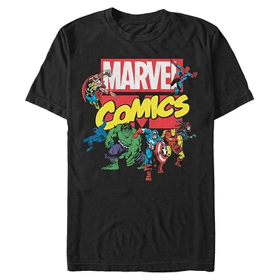 Marvel Comics Logo With Heroes Unisex T-Shirt