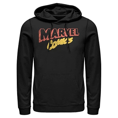 Marvel Comics Retro Distressed Logo Mens Hooded Sweatshirt