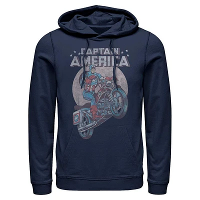 Marvel Captain America Motorcycle Mens Hooded Sweatshirt