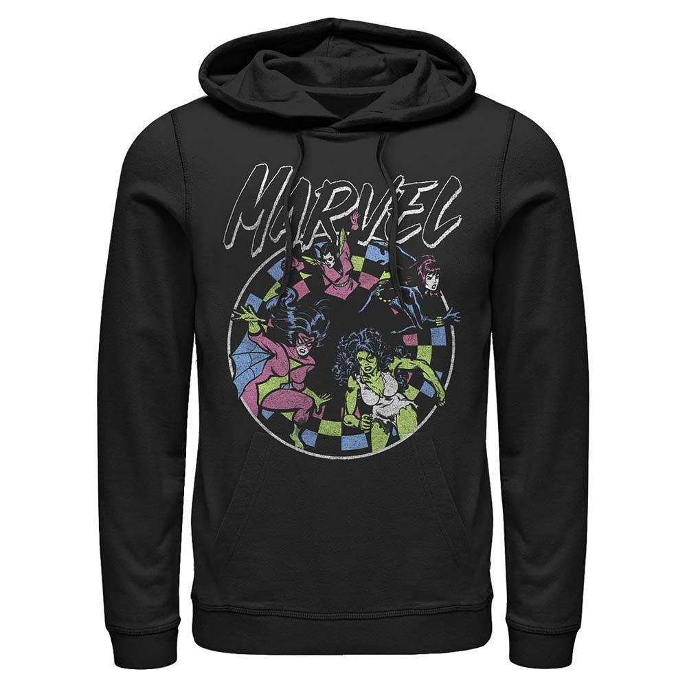 Marvel Female Heros Checkered Unisex Hooded Sweatshirt