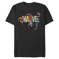 Marvel Logo Heros Ensemble Unisex T-Shirt