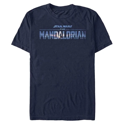 Star Wars The Mandalorian Bounty Hunter and Grogu Logo Mens T-Shirt