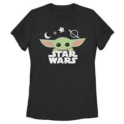 Star Wars The Mandalorian Grogu Cute Stars Womens T-Shirt