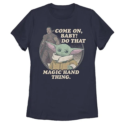 Star Wars The Mandalorian Grogu Magic Hand Thing Womens T-Shirt