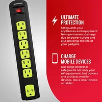 Monster Power Strip Surge Protector Heavy Duty Protection 7 Outlets