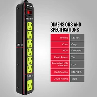 Monster Power Strip Surge Protector Heavy Duty Protection 7 Outlets