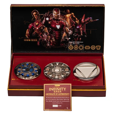 Iron Man Arc Reactor Magnetic Replica Pin Set Collector Box 1 of 2