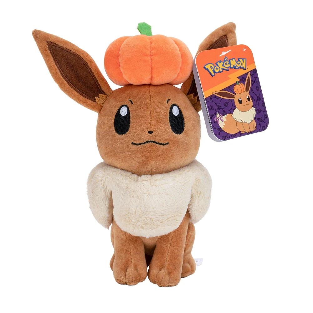 Jazwares Pokemon Halloween Eevee 8-in Plush with Pumpkin Accessory