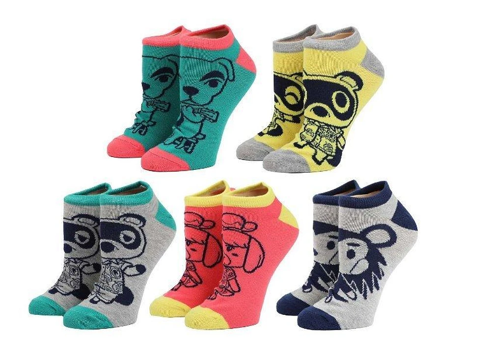 Animal Crossing Single Color Full Body Knit Characters Ankle Socks 5-Pack