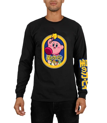 Kirby Box Art Logo Long Sleeve Black T-Shirt