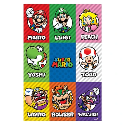 Super Mario Roster 24-in x 36-in Grid Poster