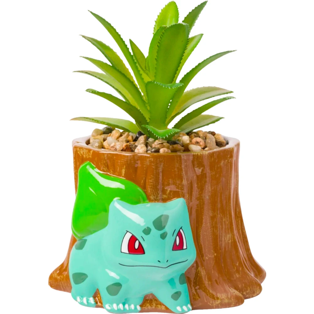 Pokemon Bulbasaur and Tree Stump Mini Ceramic Planter