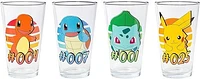 Pokemon Starters Brush Strokes 4 Piece 16oz. Pint Glass Set