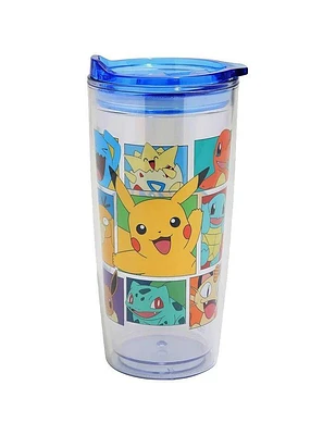 Pokemon Character Grid 20oz Double Wall Plastic Travel Tumbler with Slide Close Lid