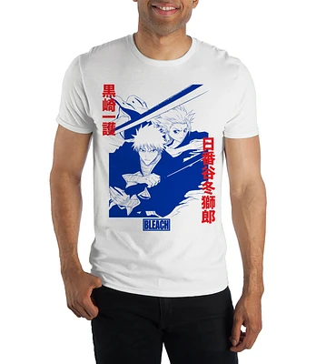 Bleach Ichigo and Toshiro Kanji White Unisex Short Sleeve Cotton T-Shirt