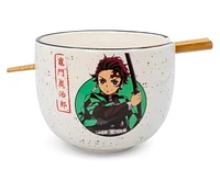 Demon Slayer: Kimetsu no Yaiba Tanjiro Japanese Dinnerware Set with 16oz Ramen Bowl and Chopsticks