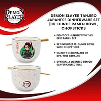 Demon Slayer: Kimetsu no Yaiba Tanjiro Japanese Dinnerware Set with 16oz Ramen Bowl and Chopsticks