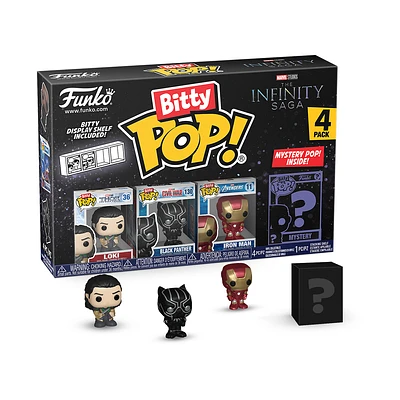 Funko Bitty POP! Marvel (Loki, Black Panther, Iron Man (VII), and Mystery Pop) 0.9-in Vinyl Figure Set 4-Pack