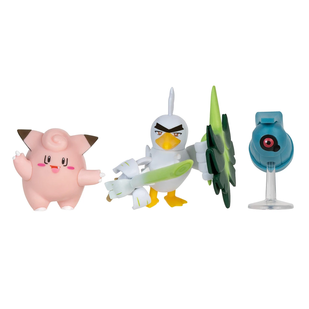 Jazwares Pokemon Battle Figure Set 3-Pack (Clefairy, Beldum, Sirfetch'd)