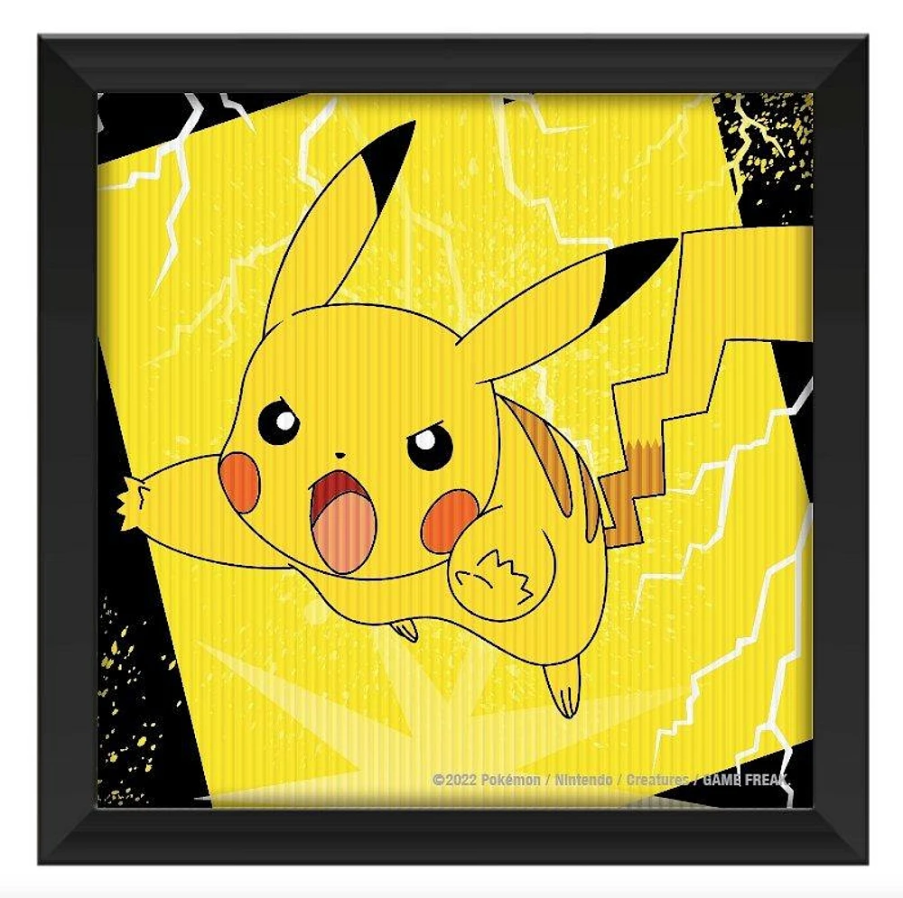 Pokemon Pikachu Action Jump Bolts 6-in x 6-in Framed Lenticular Wall Art