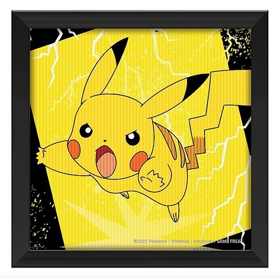 Pokemon Pikachu Action Jump Bolts 6-in x 6-in Framed Lenticular Wall Art