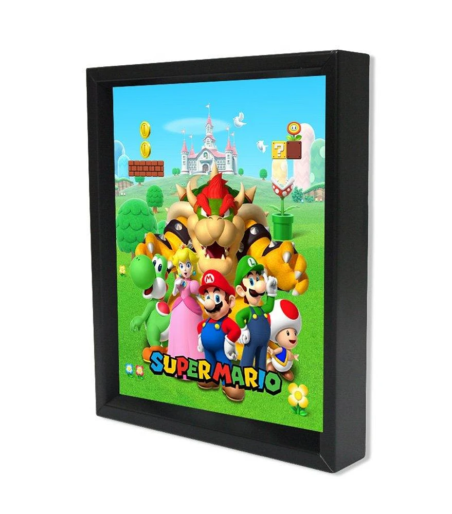 Super Mario - Mario and Friends 9-in x 11-in 3D Lenticular Shadow Box