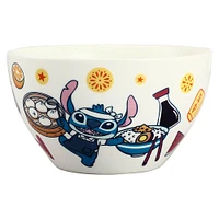 Stitch Food Icons Pattern White Ceramic Ramen Bowl with Chopsticks