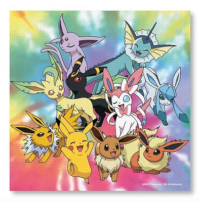 Pokemon Eevee Group Tie Dye 6-in x 6-in Canvas Wall Art