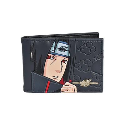Naruto Itachi Face Metal Symbol Bi-Fold Wallet with Money Clip