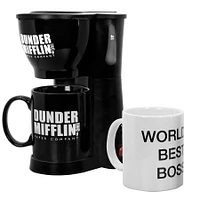 The Office Single Cup Coffee Maker Gift Set with 2 Mugs