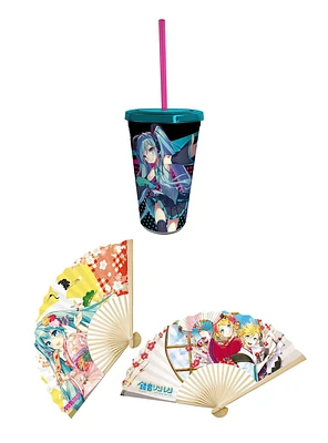 ABYstyle Hatsune Miku Fan and 16oz Tumbler with Straw Set