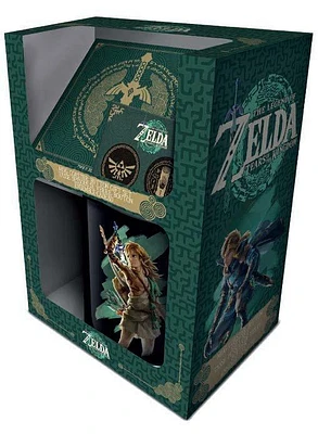 The Legend of Zelda: Tears of the Kingdom -Link Mug, Coaster and Button Pack Gift Set GameStop Exclusive