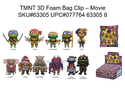 Teenage Mutant Ninja Turtles (TMNT) Movie 3D Foam Bag Clip Series