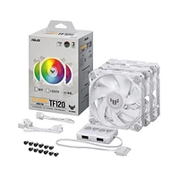 ASUS TUF Gaming TF120 ARGB 3 in 1 (3 Pack) White Edition Chassis Fan 3-Pin Customizable LEDs Blade, Advanced Fluid Dynamic Bearing