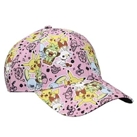 Pokemon Anime Characters Adult All Over Print Pink Snapback Hat