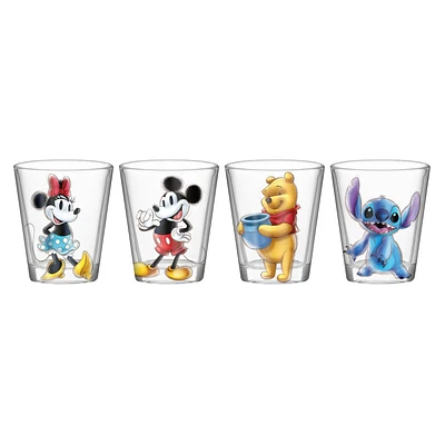 Disney Classic Characters Heritage Sketch 100 Years 1.5 oz Mini Glass Set 4-Piece