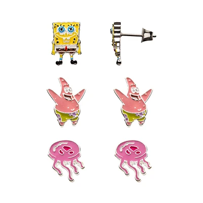 Nickelodeon: Spongebob Squarepants, Patrick Star, and Jellyfish 3-Pack Stud Earring Set