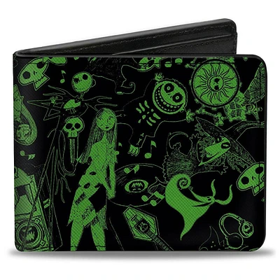 Buckle-Down Disney Nightmare Before Christmas Character Collage Vegan Leather Bifold Wallet