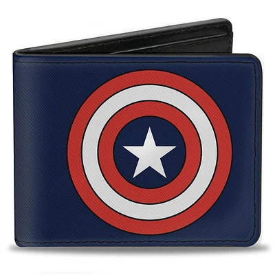 Buckle-Down Marvel Comics Captain America Shield Men's Vegan Leather Bi-Fold Wallet
