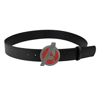 Buckle-Down Marvel Avengers Logo with Red Crystal Rhinestones Black Vegan Leather Belt