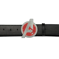 Buckle-Down Marvel Avengers Logo with Red Crystal Rhinestones Black Vegan Leather Belt