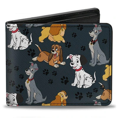 Buckle-Down Disney Dogs Collage Paws Vegan Leather Bifold Wallet