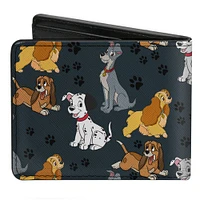 Buckle-Down Disney Dogs Collage Paws Vegan Leather Bifold Wallet