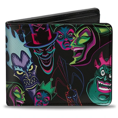 Buckle-Down Disney - Disney's Villains Faces Vegan Leather Bifold Wallet