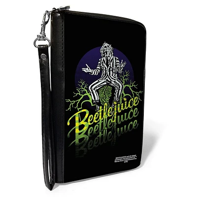 Buckle-Down Beetlejuice Sitting on Tombstone Vegan Leather Zip Around Wallet